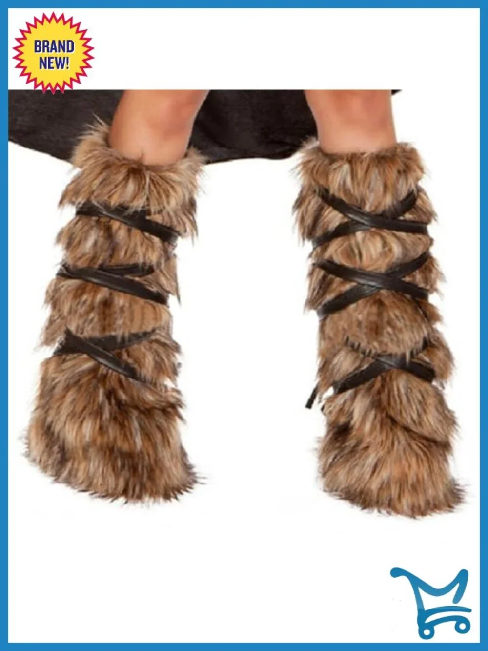 Faux Fur Arm Warmers with Leather Band, Medieval Costume
